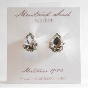 Crystal Pyrite Stud Earrings | SILVER Setting